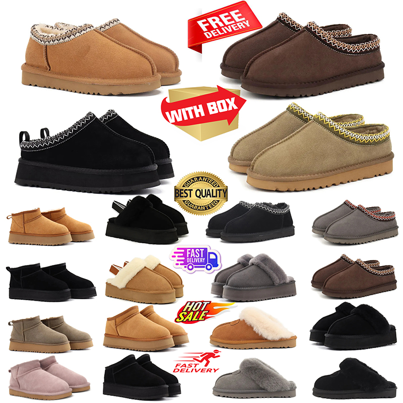 2026 Fashion Tasmans Woman Boots tazz Slides Winter Booties Classic Black Brown Snow Sandals Chestnut Suede Men Shoes boot tasman tazz