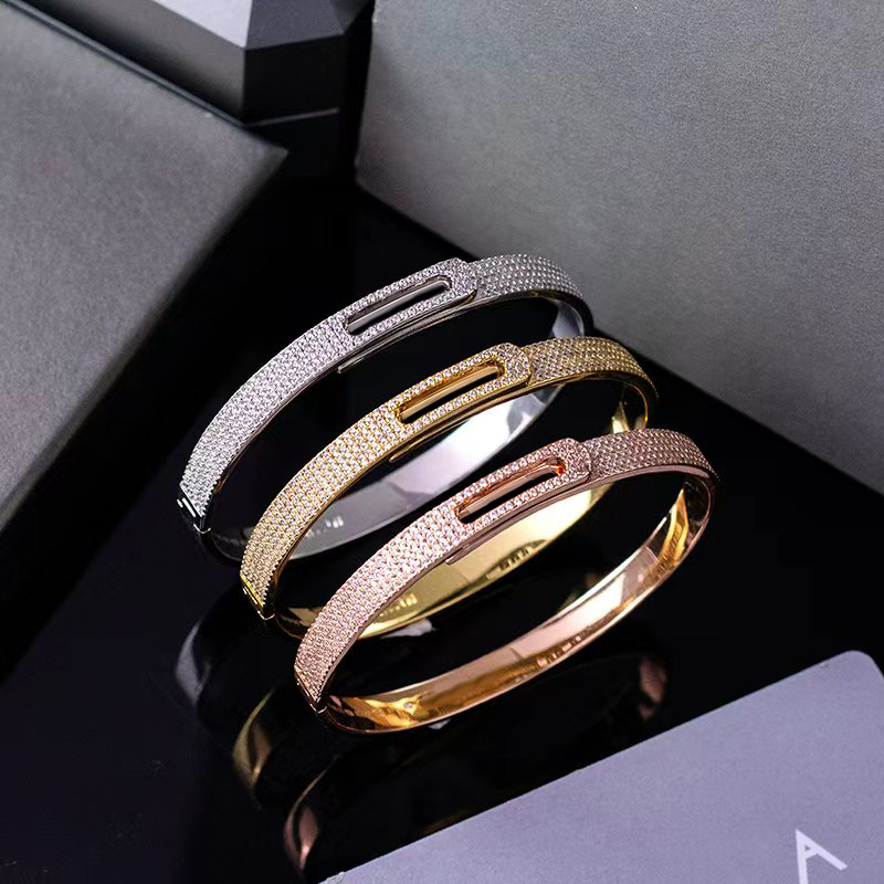 Brand Designer Bracelet High Quality 18k Gold Full Diamond Charm Bracelet Daily Wear Luxurious Jewelry