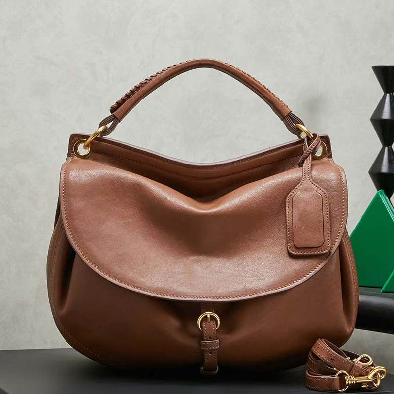 hobo bag designer bag maxi flap bag crossbody bag braided top handle detachable strap women brown luxury soft vintage elegant genuine leather handba