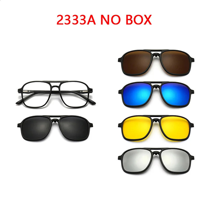 Magnetic Sunglasses Clip And Optical Glasses Frame 6 in 1 Women Men Polarized or Night Vision Multipurpose Eyeglasses Set 2333 260929CJ