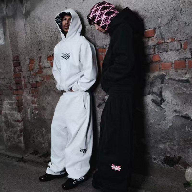 Mertra Ensemble de jogging 2 pièces pour homme avec sweat à capuche et pantalon de survêtement brodés doublés polaires décontractés Streetwear Hi