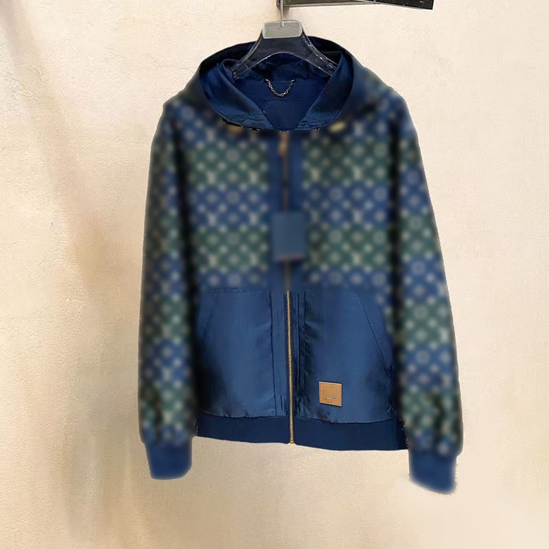 New designer men's hooded jacket - trendy, retro, high-quality jacquard lettering, casual streetwear style coat