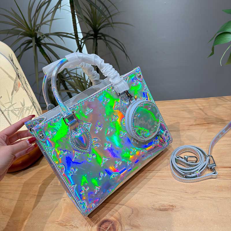 26FW Laser Rainbow Leather Cosmetic Bags Women Luxurys Designers Shouder Bags Totes Handbag Wallets Messenger Purse Card Holder pouch Travel outdoor