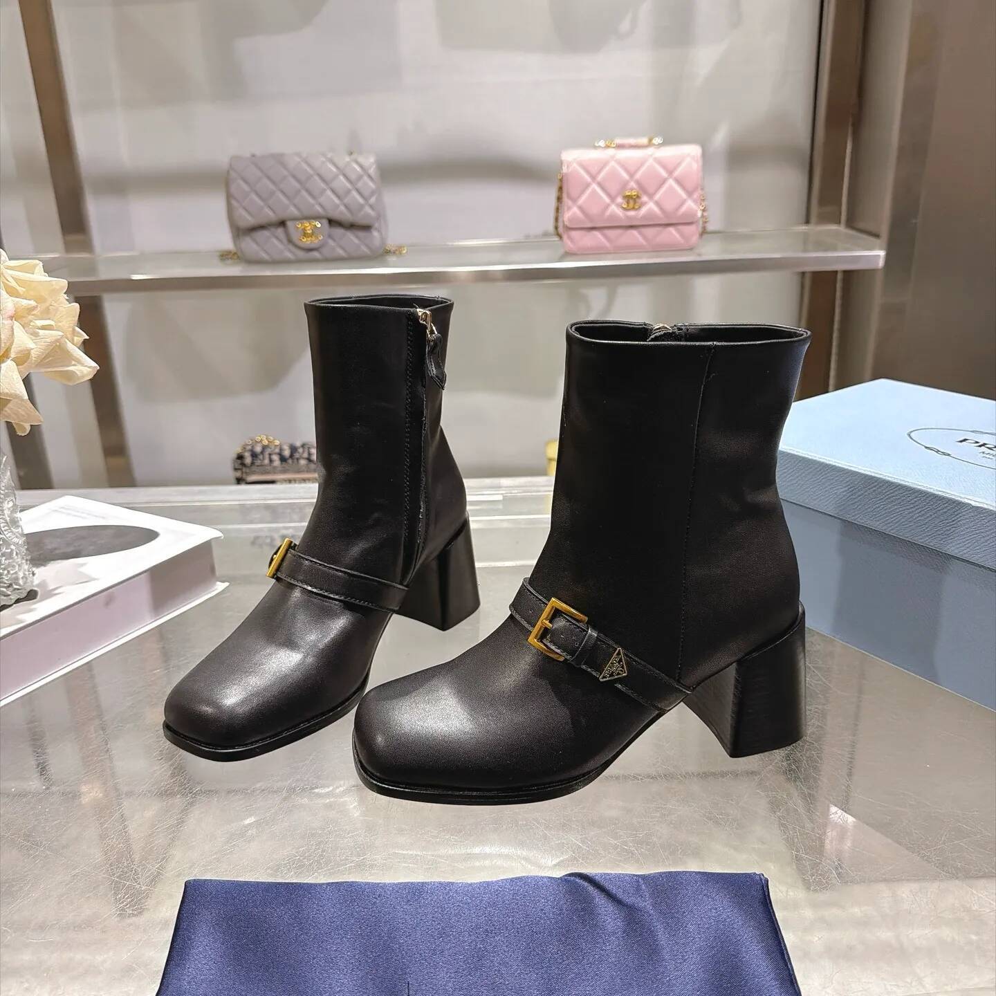 Dress Boot Designer Luxury Womens Black Suede Ankle Block Heel Round Toe Fashion Formal Footwear Quality Comfort Modern Stylish Trendy Office Winter