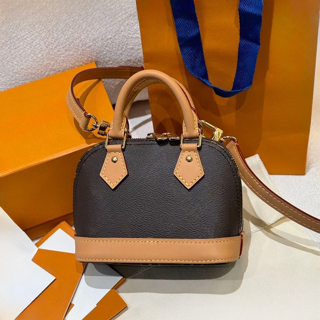 10A designer shoulder Allmas BB mini Bag brown Shell Luxury Handbag crossbody Women Classic monogram Flower Printed Leather underarm bag purses