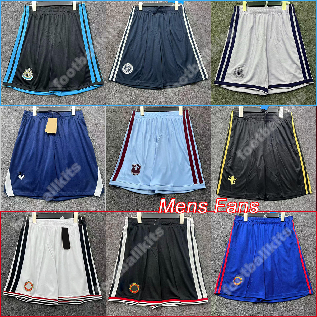 Astonish man fan version shorts 2026 2027 Newcastle village mens football shorts 26 27 home away third soccer shorts Customized number