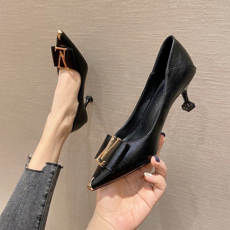 2026 Summer Pointed-Toe Stiletto Heels Womens Medium Height Office Pumps Elegant Work Dress Shoes for Commuting 260530ww