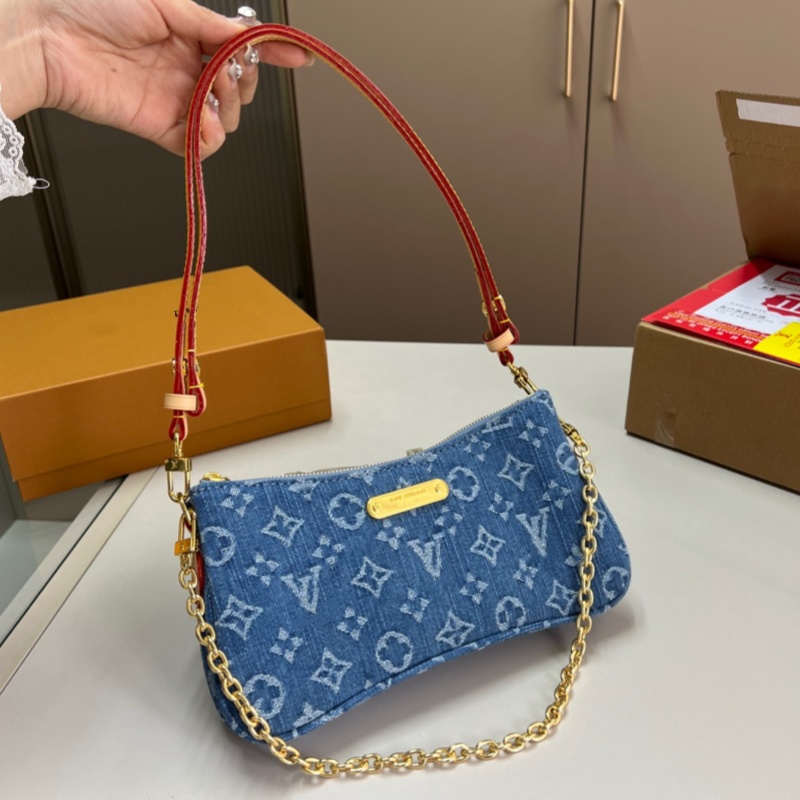Denim Vintage Designer Bag pochette Elegant Half moon Nano Luxury Bag Fashion Women Leather Embossed Crossbody Bag Old Flower Chain Handbag Letter S