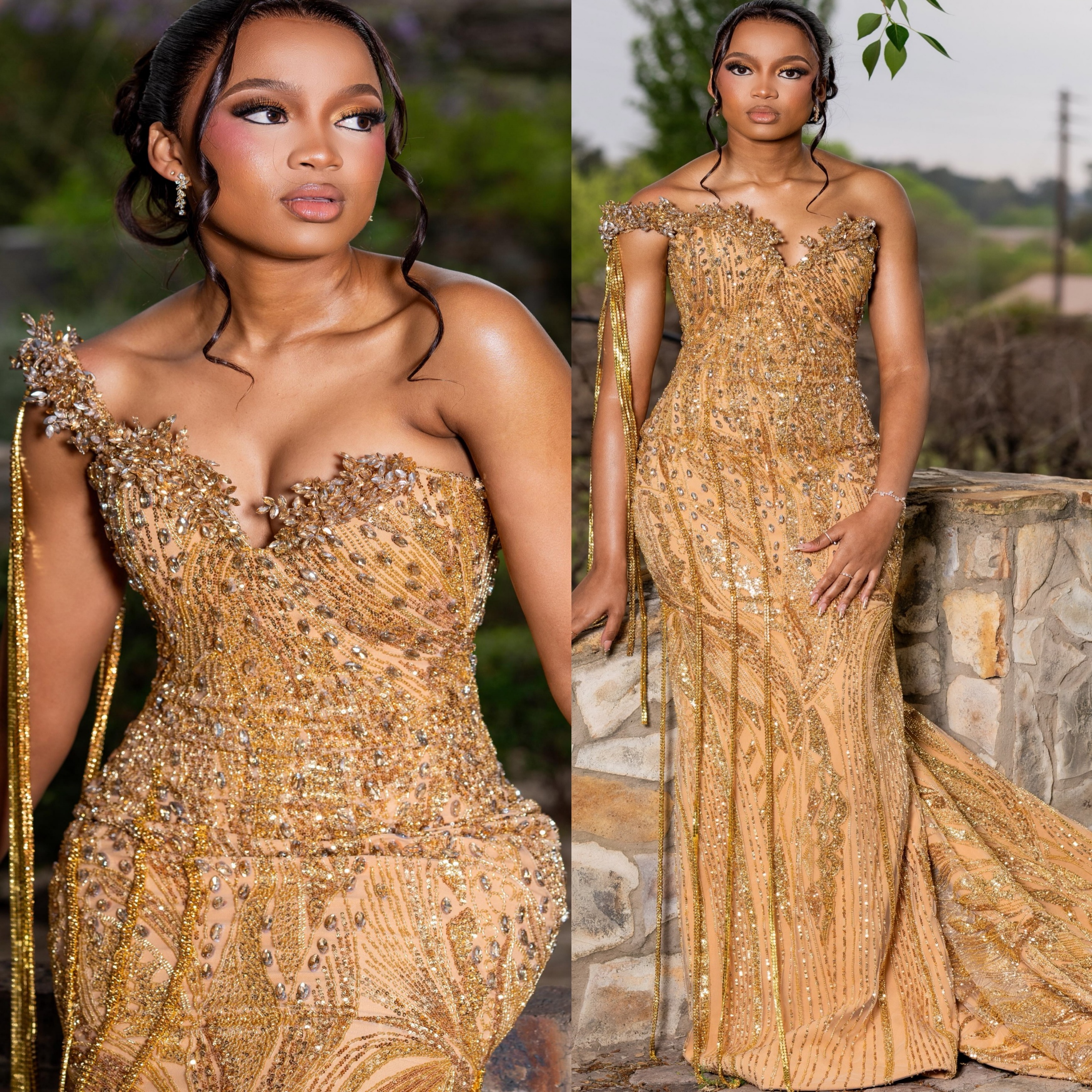 Aso Ebi Nigerian Gold Mermaid Prom Dress 2026 Tassels Crystals Sweetheart Evening Dresses Birthday Formal Party Reception Second Long Dinner Dress G