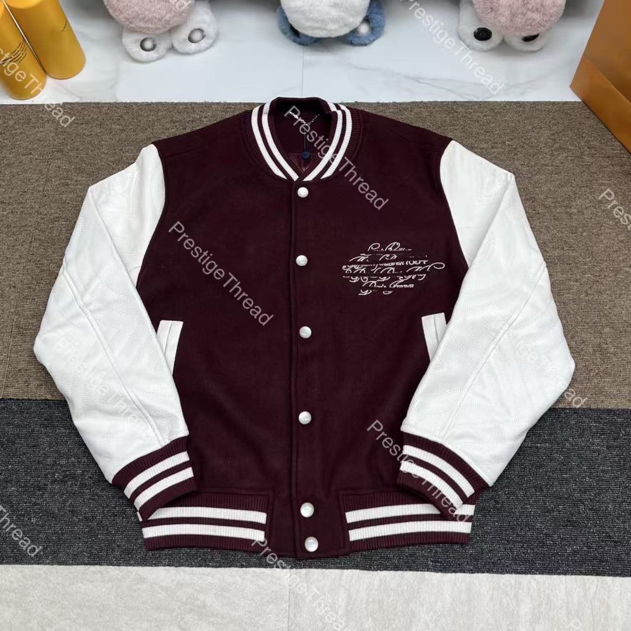 Autumn and winter new embroidered logo patch leather baseball jacket, designer high-quality men's jackets, plus-size men's coat, couple�