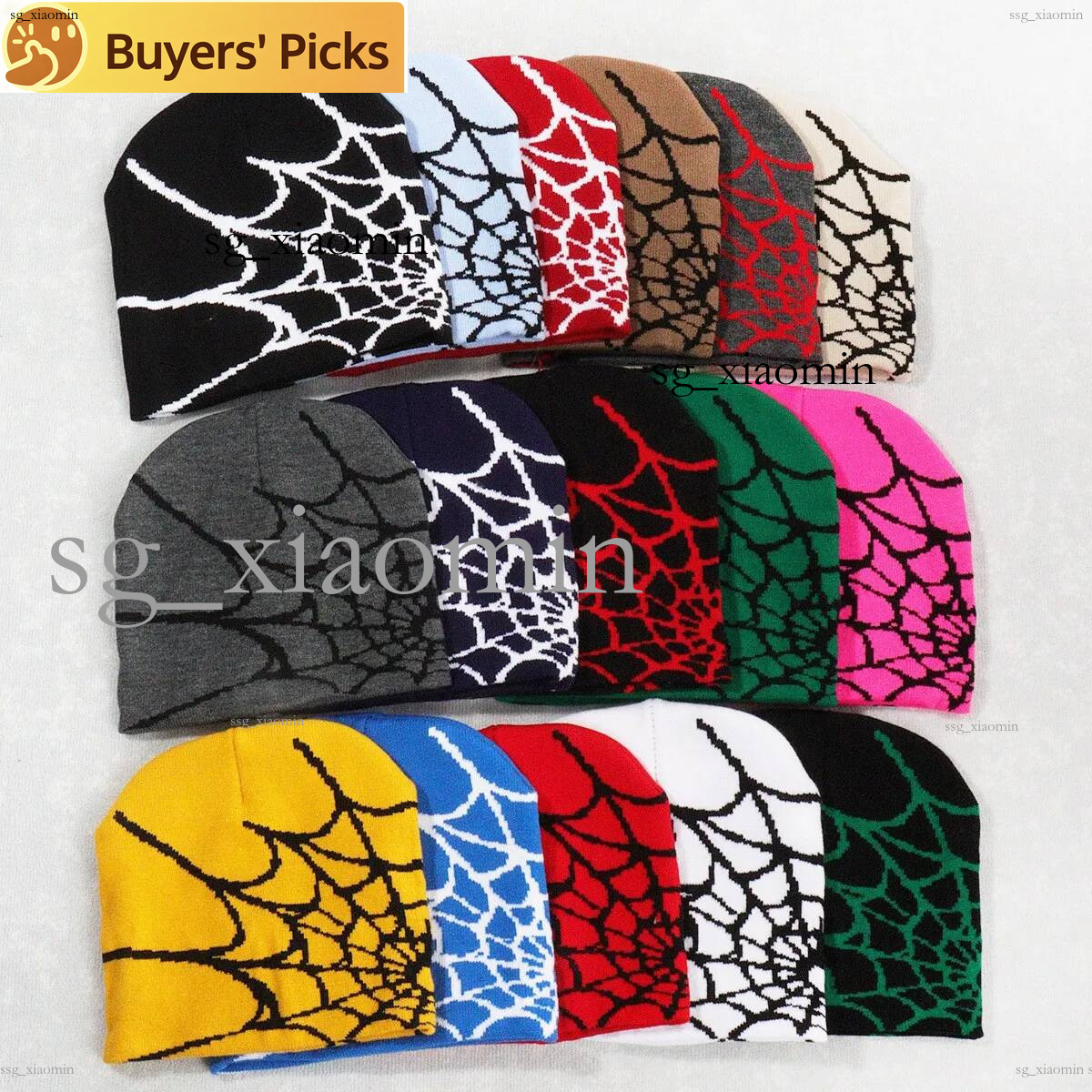 2026Halloween Pumpkin Knit Cap Spiderweb European American Hat Y2K Trendy hip hop gothic Beanie for Men and WomenAAAA+