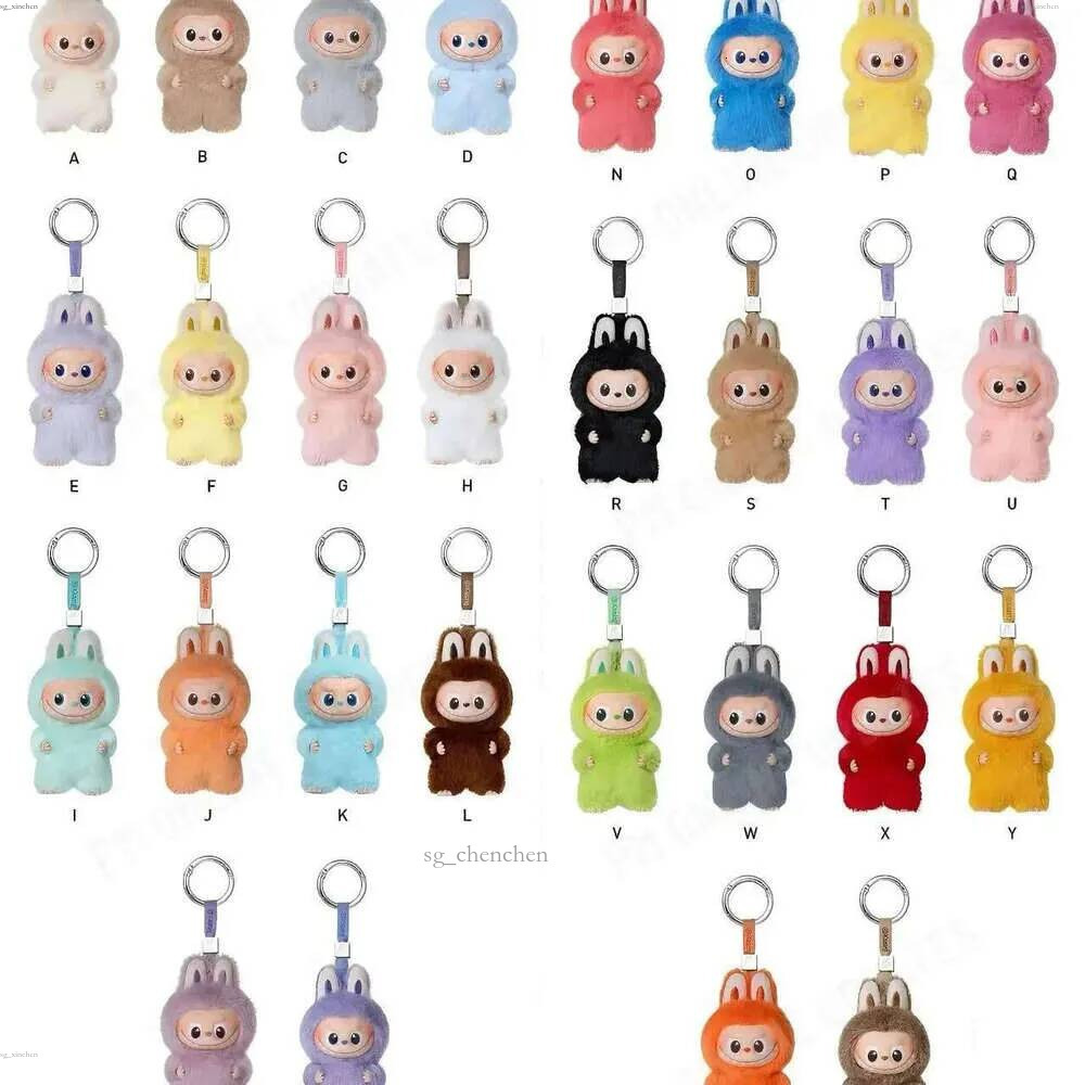 Porte-clés de créateur de haute qualité en cuir fait à la main pour hommes et femmes, mini pendentif de voiture, animal de dessin animé Labubu, p