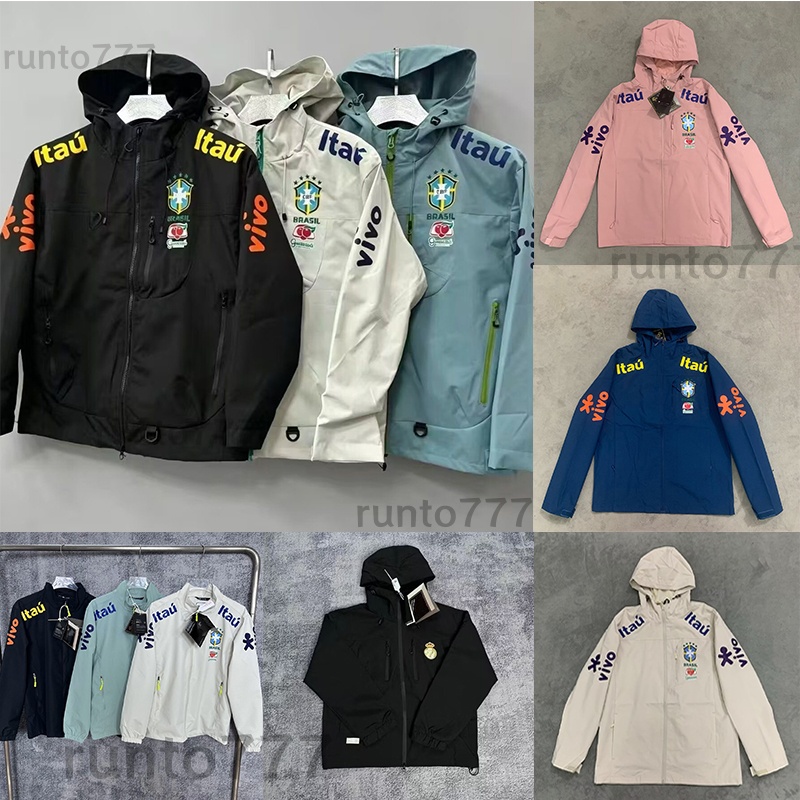 Men's jacket Brazilian Jacket Designer Mens Jacket Hooded Brazil National Team Training Jacket Men Veste Brazil Windbreaker Unisex Sports Outdo
