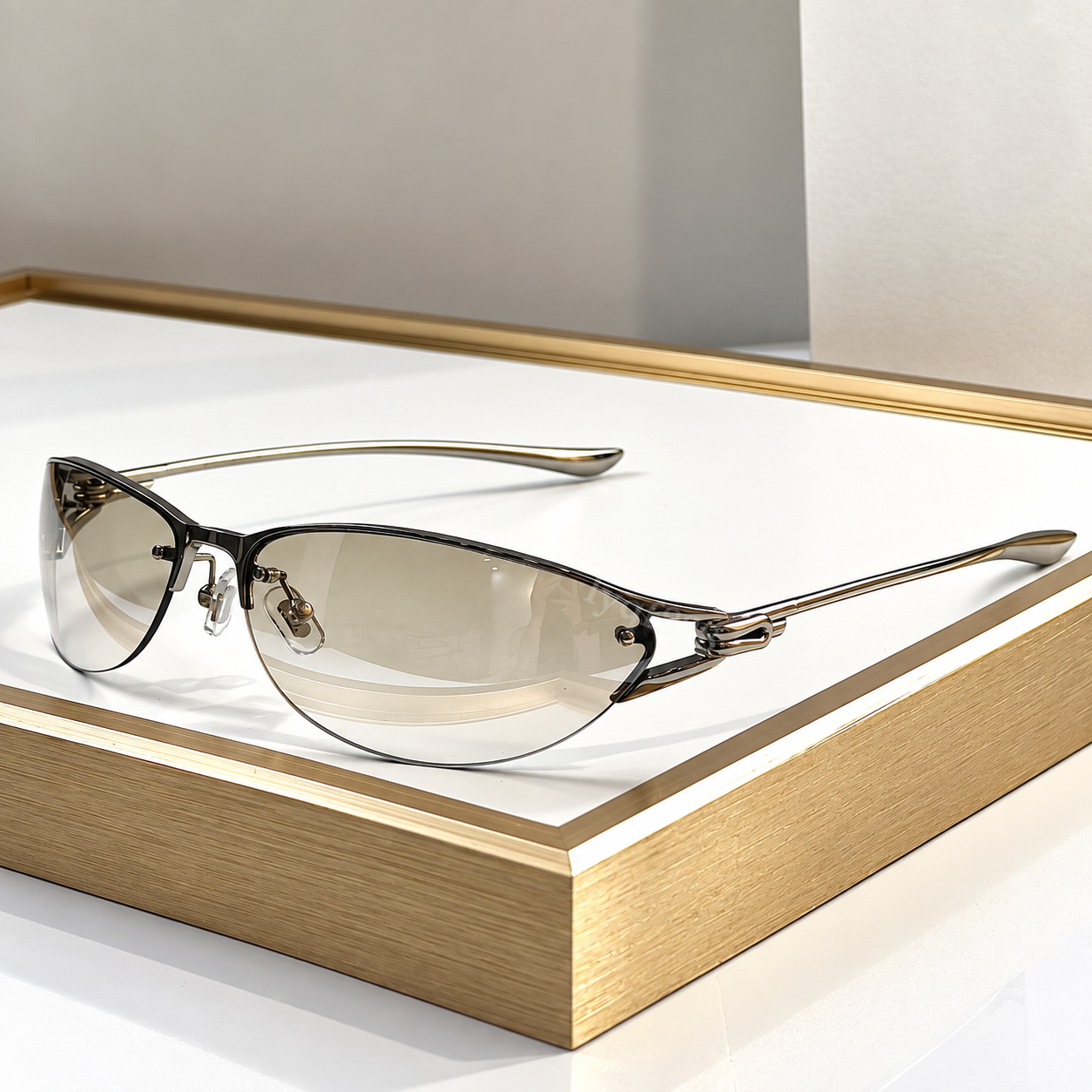 Luxury Rimless Sunglasses for Men Women Vintage Rectangle Gradient Lens FUTURA Frame Fashion Designer Eyewear UV400 Sun Glasses