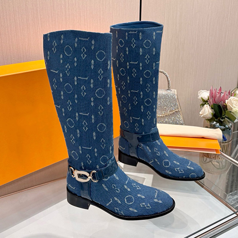 Luxury Madam Westside Flat Riding High Boots Soft Sheepskin Lining Smooth Cowhide Leather Upper Platform High Boots Vintage Winter Season Christmas