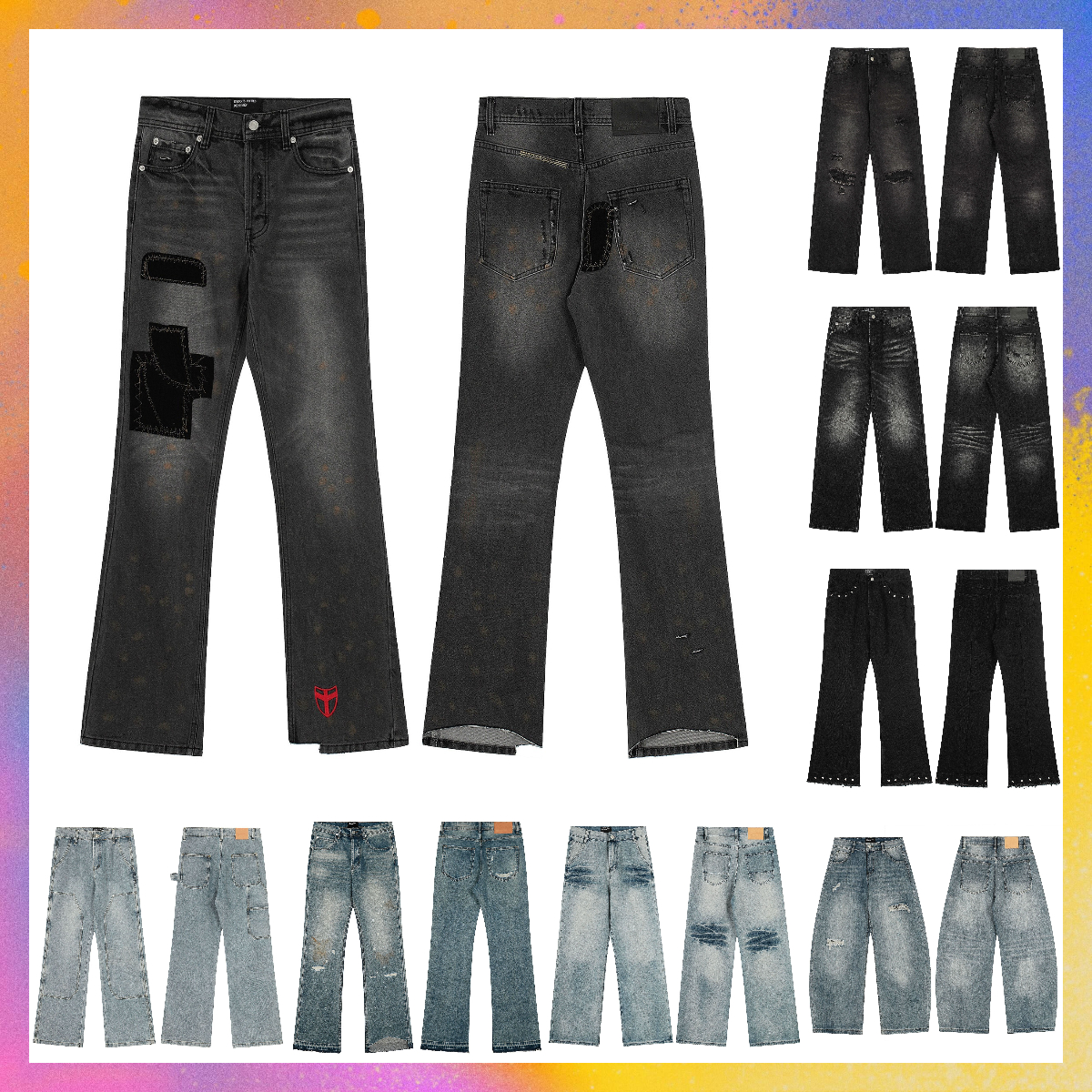 Designer ERD Jeans Luxury Brand Clothes High-End European Black Jeans Men's Printed Stretch Slim Fit Skinny Autumn New Casual Long Pants ERDJN