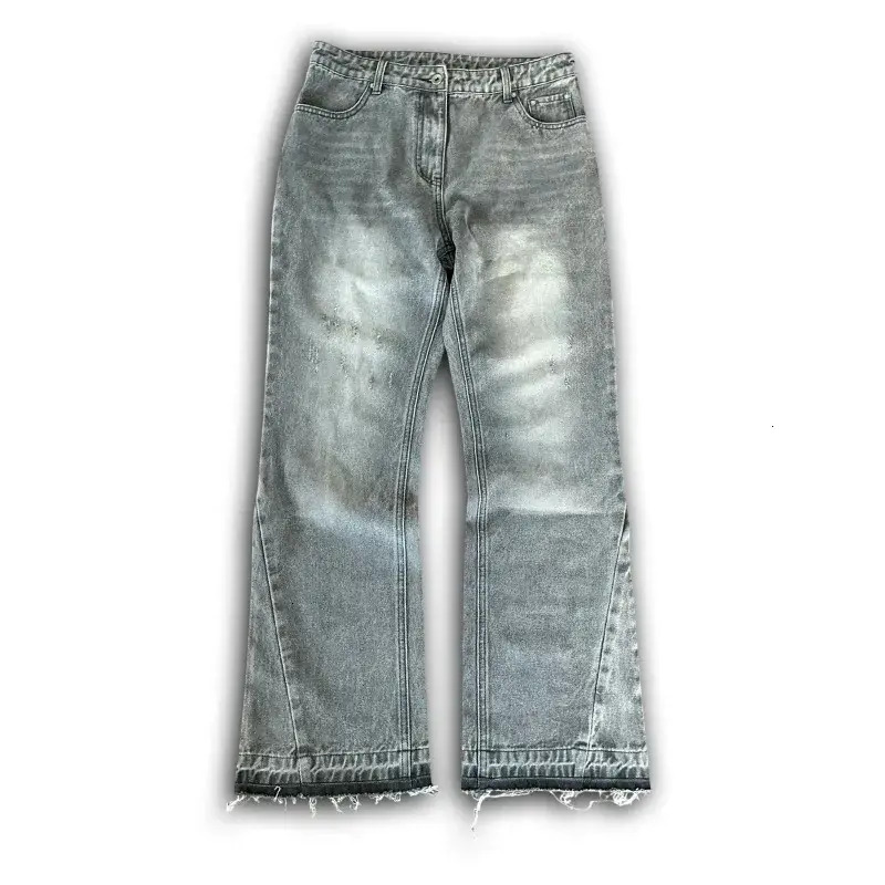 Men Jeans Y2k Retro Flare Washed Distressed Dollar Embroidery Denim Pants Men Trend Old Money Clean Streetwear Wide Leg trousers Baggy Jeans Denim P