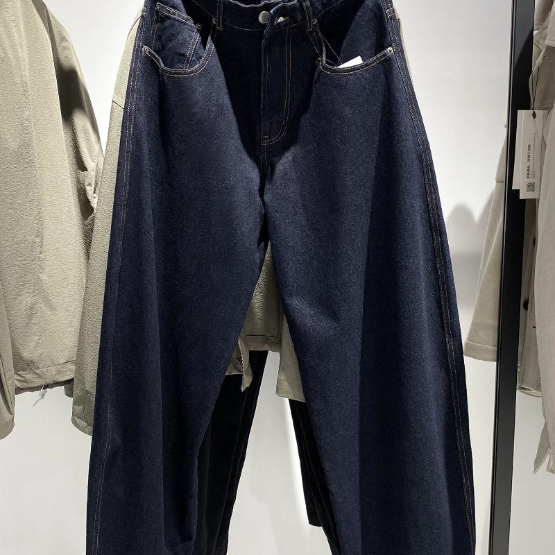 High-quality products Men's Wide Leg Baggy Jeans Cotton Denim Washed Solid Loose Fit Mid Rise Zip Fly No Stretch Casual Autumn Pants