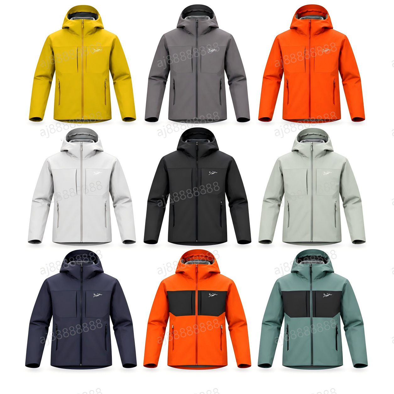 Arcteryxilly Unisex Waterproof Hooded Outdoor Shell Jacket Windproof Breathable Full Zip Hiking Camping Trekking Coat