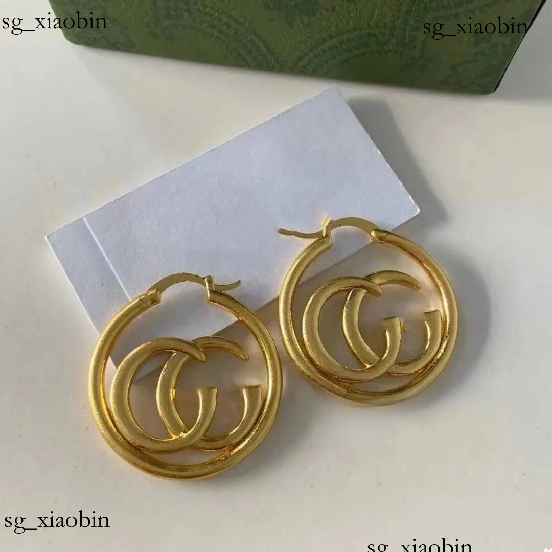 Classic Brass Gold Earrings Simple Retro Style Hoop Earring Designer Jewelry Party Birthday Gifts Hot
