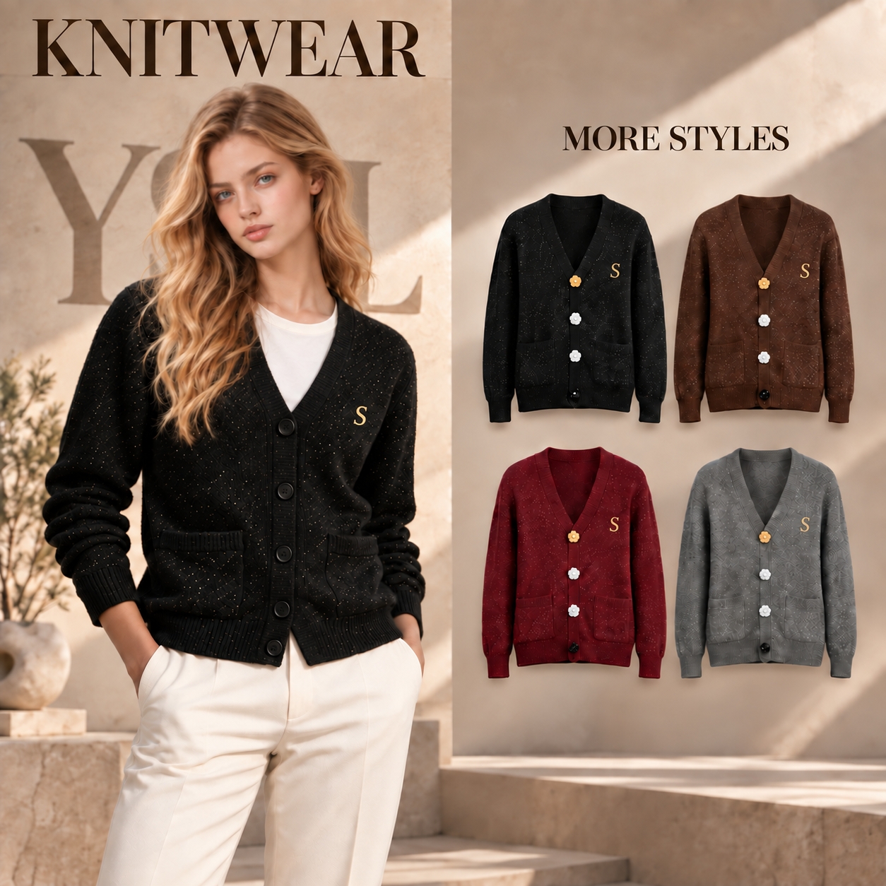 Luxury Knitwear Designer Women's Sweaters Embroidered Logo Jacket Cardigans Casual Sweaters High-Quality Casual Tops long sleeve crew neck swea