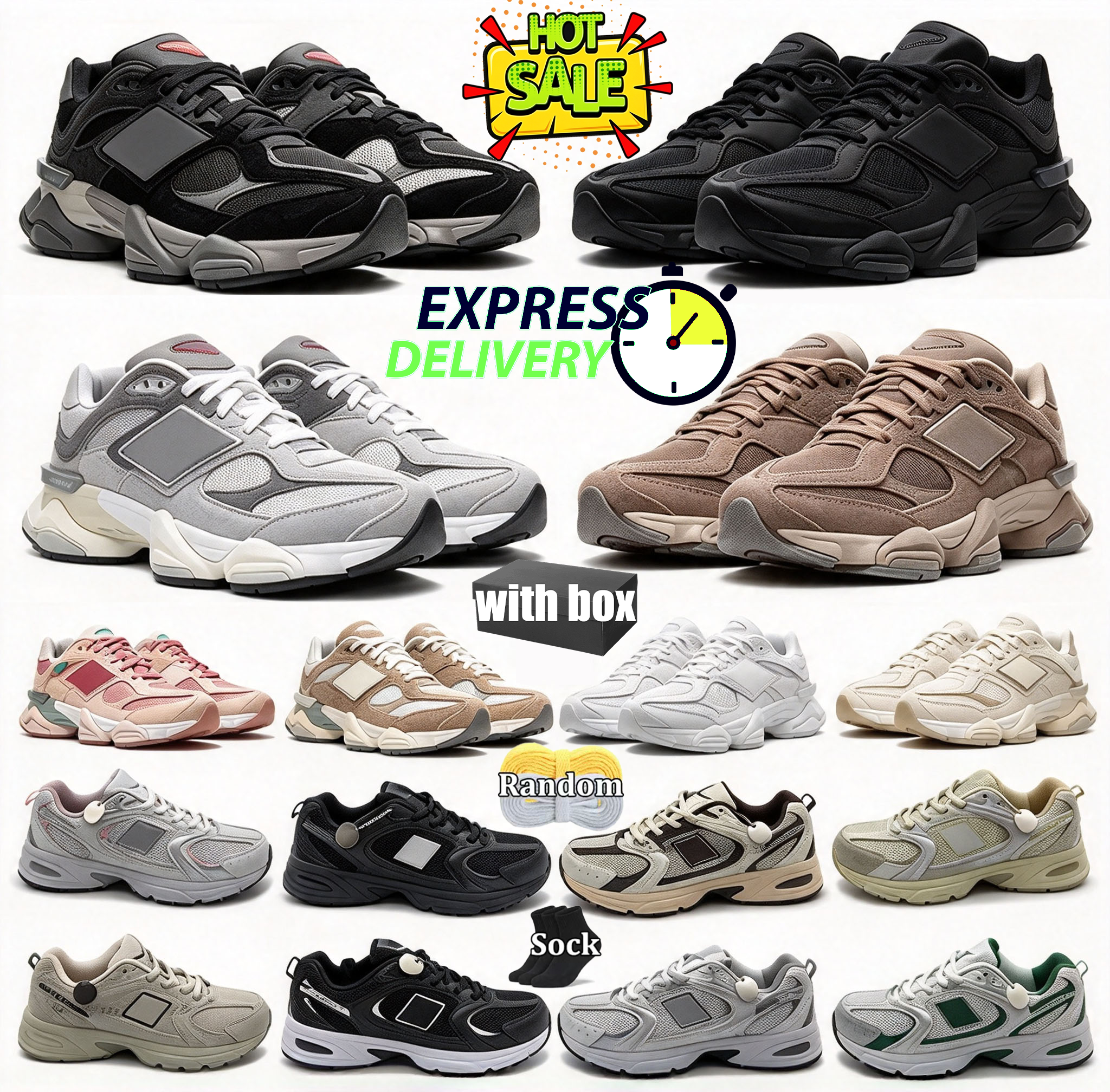 With box 530 sneakers 9060 running shoes Triple Black White Grey Blue Pink Green trainers designer shoes men women Casual daily outfit running leath