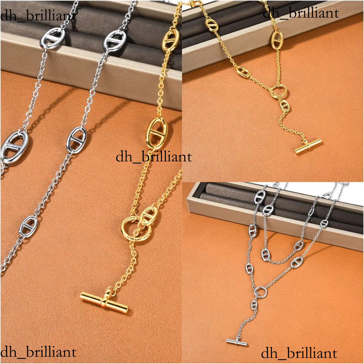 Collier long en acier titane Sier collier double couche avec bouton OT chaîne de clavicule bijoux de créateur haut sens chevauchement usure tour