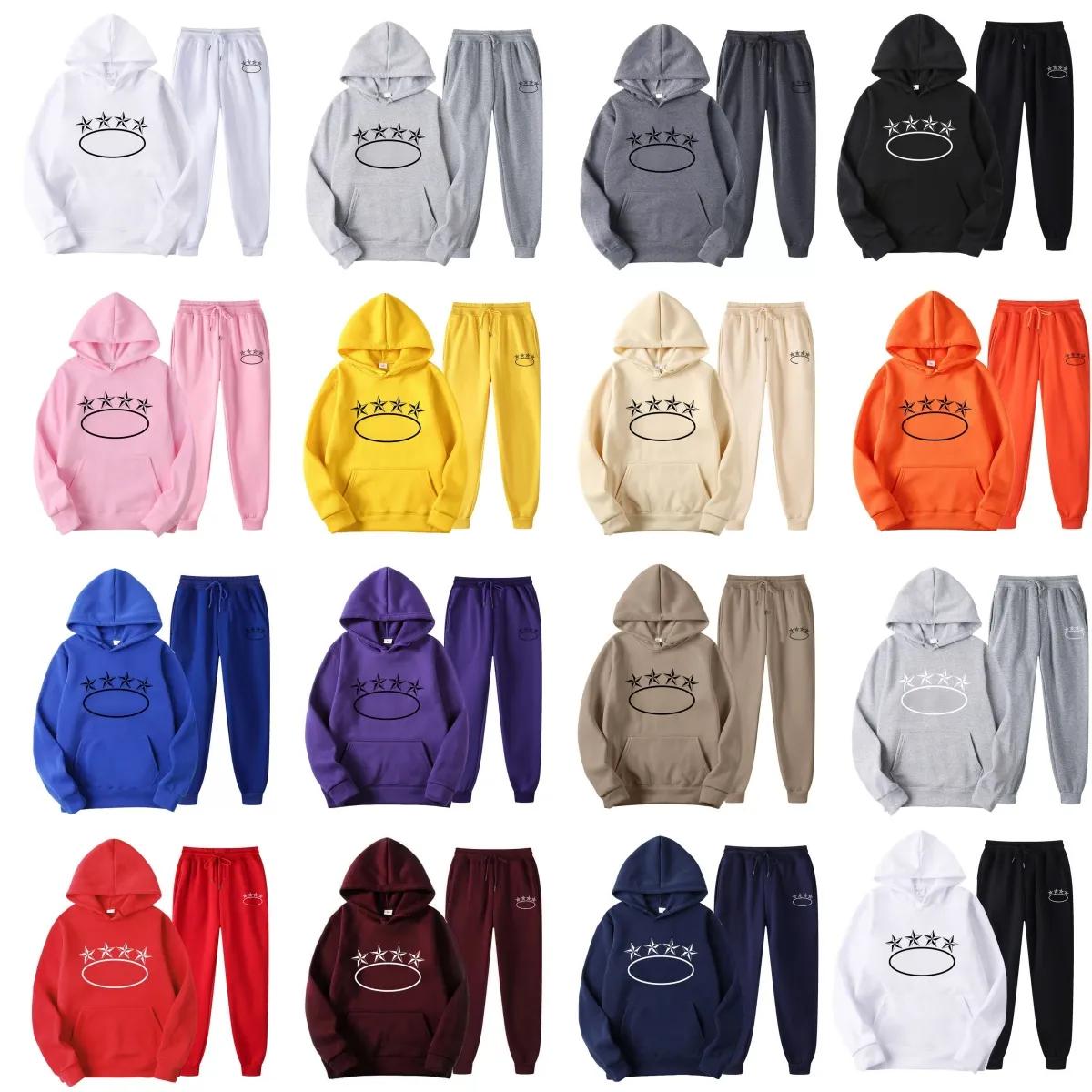 Vêtements de créateurs pour hommes Femmes Sweat à capuche épais et pantalons de survêtement Ensemble Survêtement Star Oval Graphic Print Pull sur