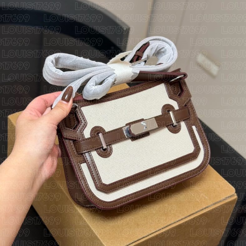 10a Classic Luxury Fashion Mini Jypsieres Square shoulder bag Canvas Leather trimming Silver Turn Lock Women Crossbody Shoulder Bag Shopping bag wal