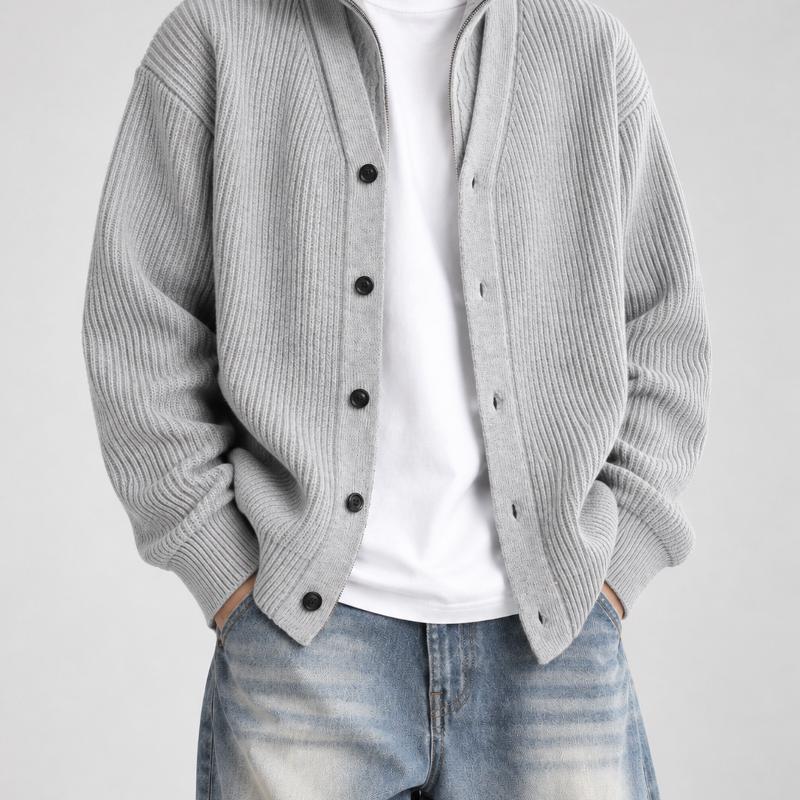 Designer Best-seller Cardigan en tricot à col en V pour hommes Automne Vintage Couleur unie Lâche Pull décontracté Manteau à manches longues Styl