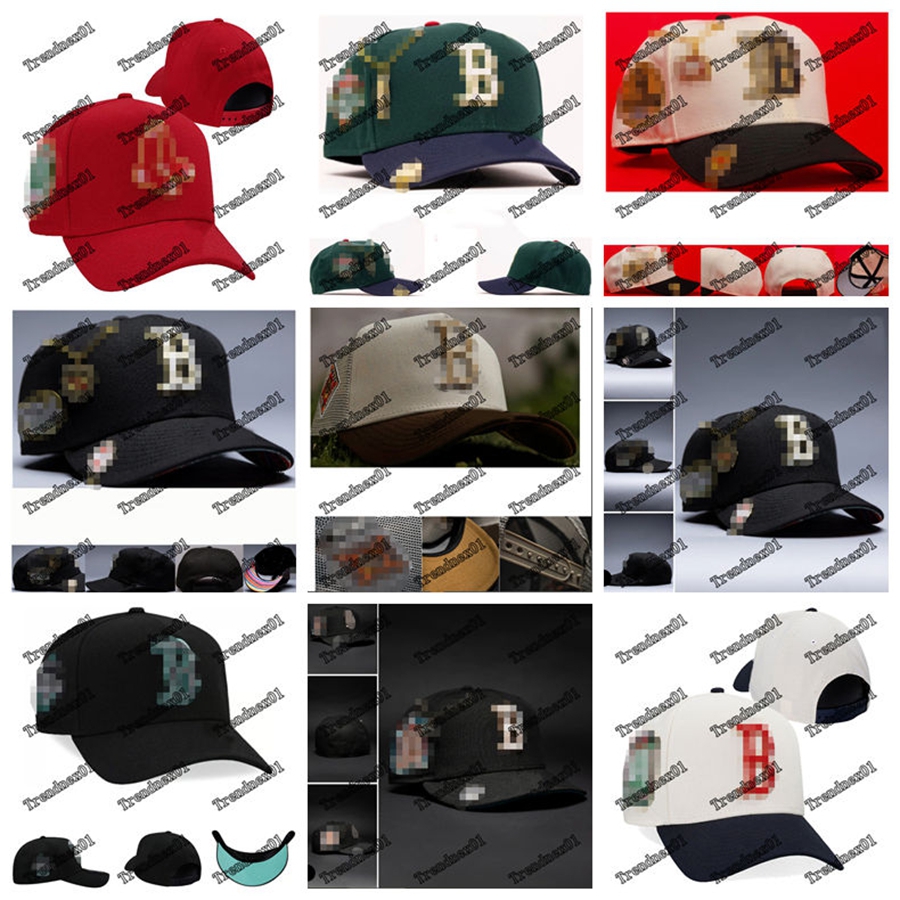 Wholesale Red Soxes- B letter Snapback Hats Frame Men's one Size Vintage Flat Sport Caps Adult mesh curved brim cap For Men ice hockey golf tru