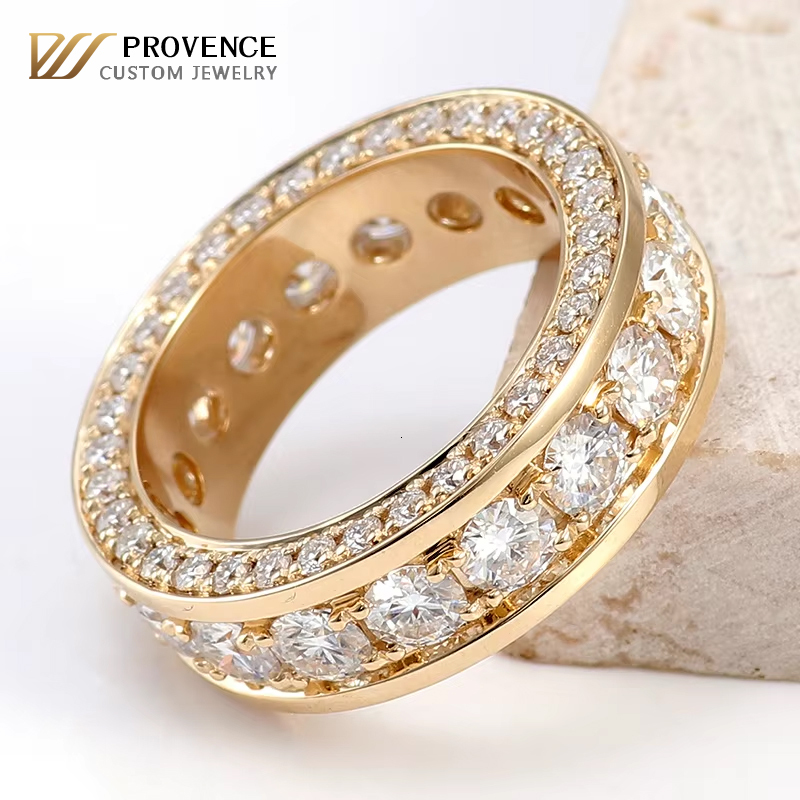 Custom Fine Jewelry Real 18K 14K 10K Solid Gold Ring Moissanite Rings Luxury Iced Out D VVS Diamond Wedding Ring for Men's Gift