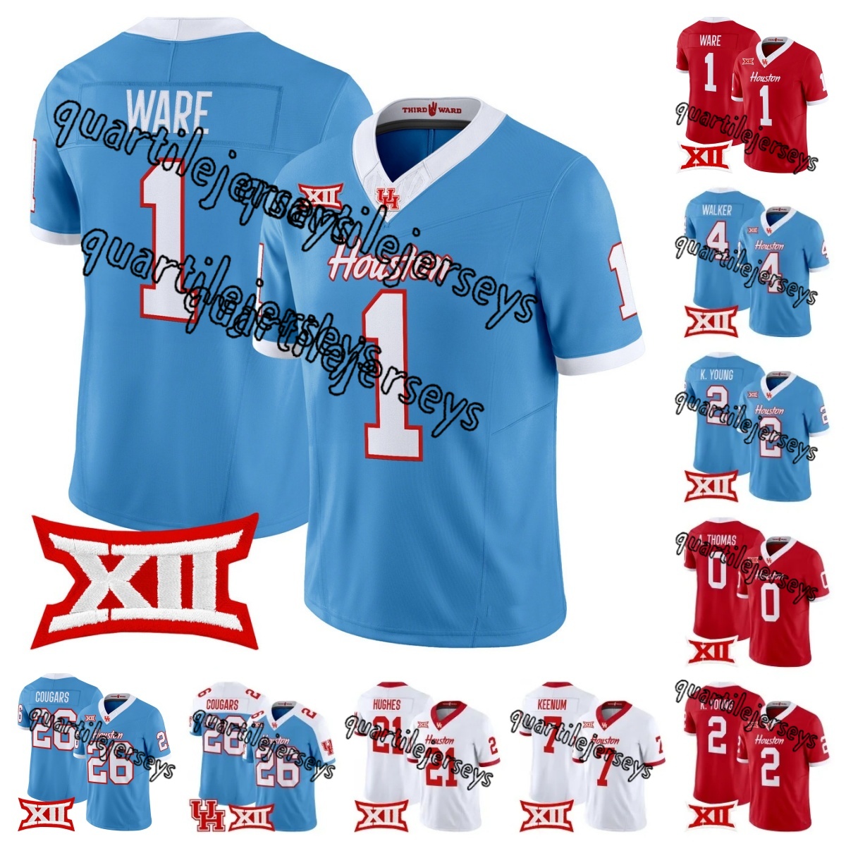 1 Andre Ware 2026-27 Houston Cougars College Football Jersey 1 Conner Weigman 21 Makhi Hughes 0 Amare Thomas 5 Keisean Henderson 6 ReShaun Sanfor