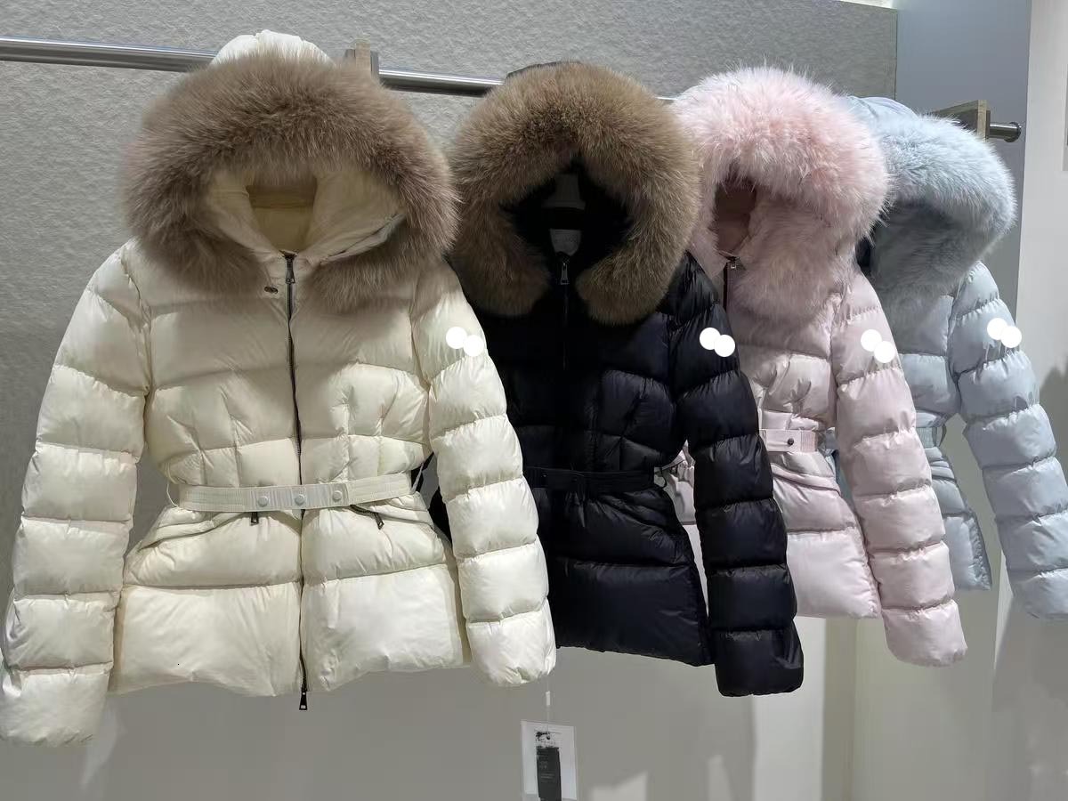 10A Luxury Women Jackets Down Puffy Tops Fur Downs Parkas Coats Longer Puffer Jackets Long Sleeve Budge Bomber Wind Coat Belt Slim Outwears New Wind