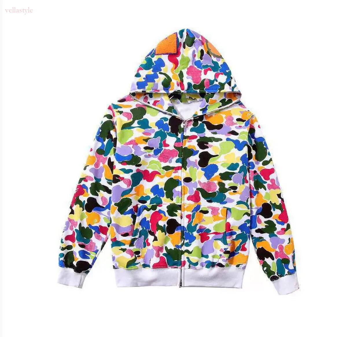 Bathing Ape Designer Hoodies Haaienjas Jassen met volledige ritssluiting Heren Dames Sweetwear Camouflagepatroon Bapa Hoodie Sweatshirts voor mannen