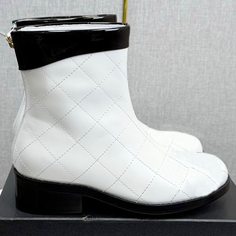 Short Boots Womens Designer Classic Color Blocked Square Ankle Boots Cowhide Upper Simple Fashion Boots Autumn Winter Popular Single Shoes Daily Com