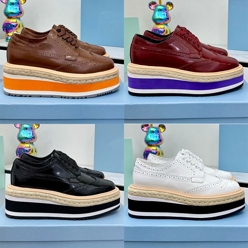 platform shoe woman designer oxford espadrille lace leather round toe luxury comfortable brown burgundy black white beige khaki vintage retro colleg