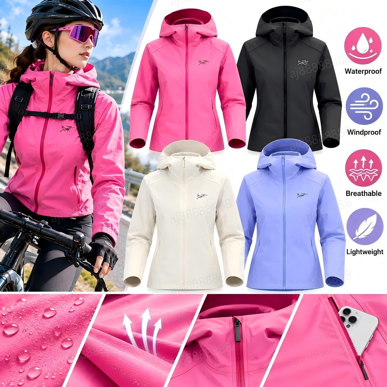 Arcteryxilly Women Cycling Jacket Waterproof Windproof Breathable Hooded Lightweight Full Zip Bike Riding Outdoor Top