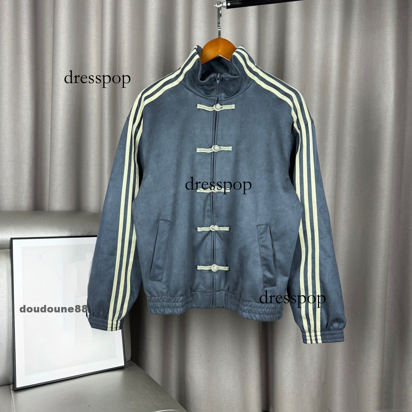adidalies hoodie Kung Fu Tang Suit Three Striped Mandarin Collar Men Women Stand Neck Tracksuit Outerwear Sportswear individual Jacket a4f