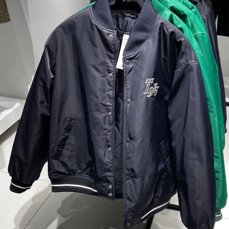 Design Seller Veste d'hiver matelassée et rembourrée avec col de baseball brodé pour homme, coupe-vent épais, décontractée, ample, pour couple, v
