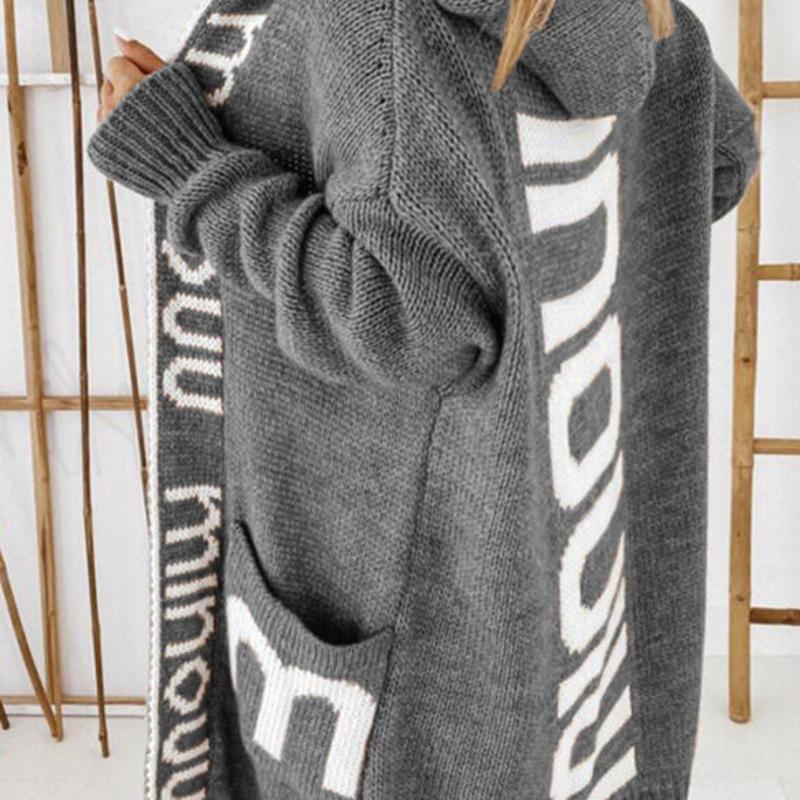 Designer Best-seller Femmes Cardigan À Capuchon Pull Lettre Imprimer Lâche Mi-longueur Manteau En Tricot Automne Hiver Casual Streetwear Ouvert D