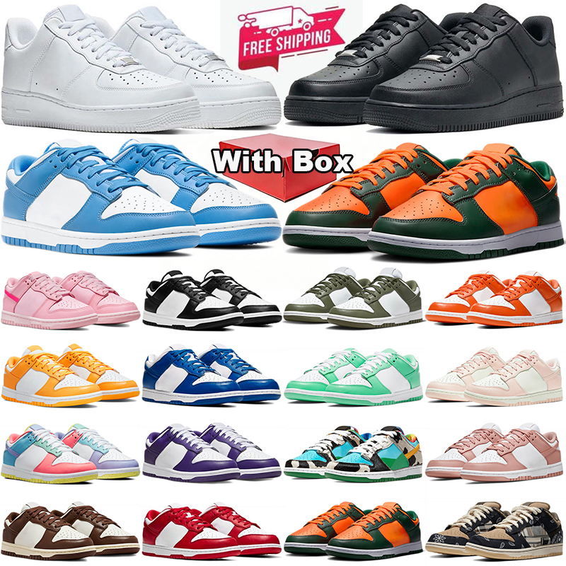 with box designer airforces1shoes shoes one for 1 men women triple white black pink panda grey fog university blue womens mens trainers outdoor snea
