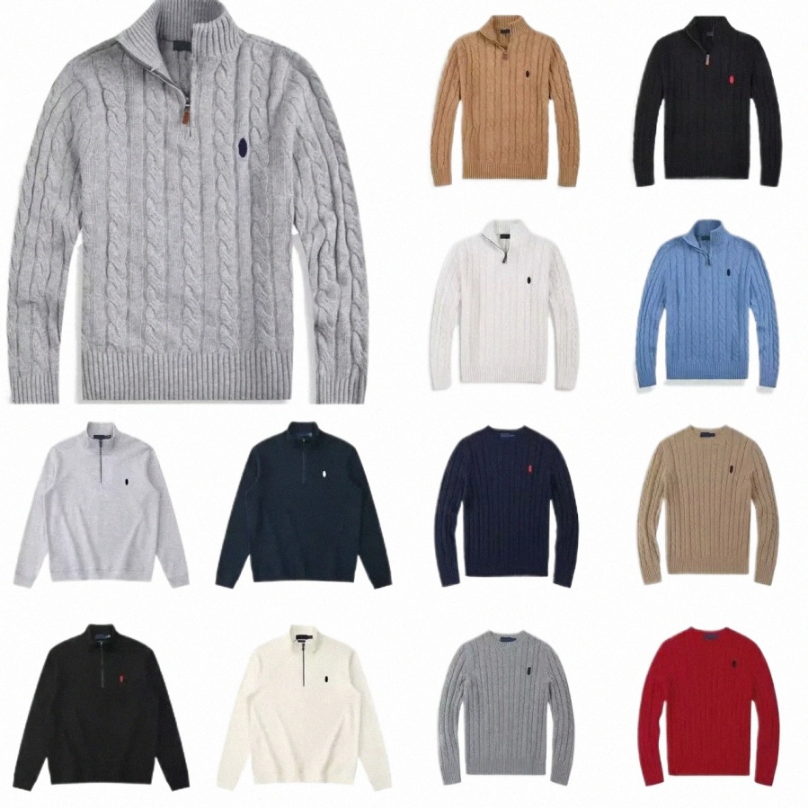 designer Mens quarter zip sweaters Knit polo sweatshirts hoodies cardigan men designer knit sweater polo quarter zip pull homme mens pullover half z