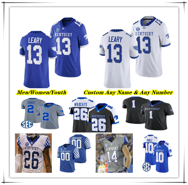 Kentucky Wildcat UK Maillot de football Kenny Minchey CJ Baxter Jason Patterson Jovantae Barnes Kenny Darby Willie Rodriguez Nic Anderson Henry B