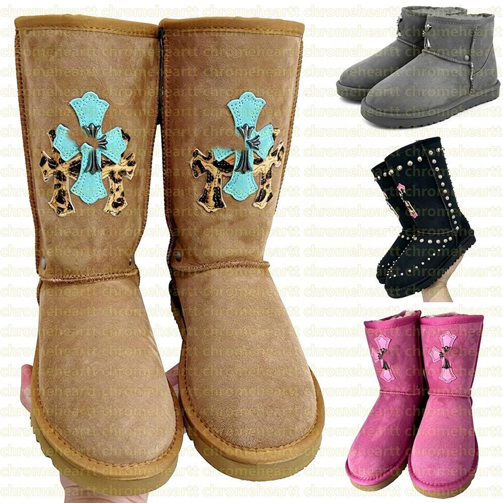 new Designer Snow Boots Men Women Plippers Platform Boot Slide Slipper Chestnut Suede Girls Shoes Winter Ankle Pink Black Brown Booties Slides Big S
