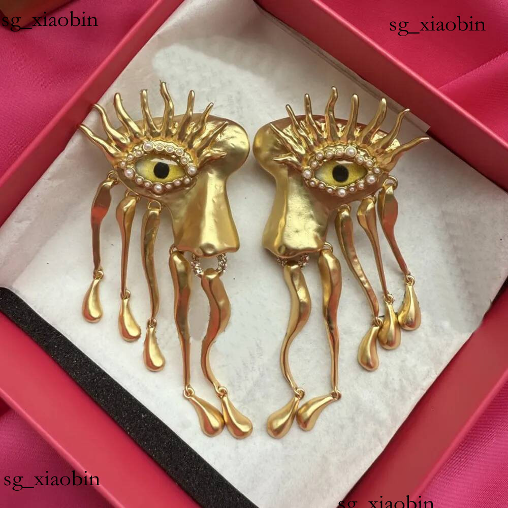 Stud Dangle Lustre Nouveau Conçu femmes glands boucle d'oreille VISAGE BOUCLES D'OREILLES PENDANTES en laiton doré Clous d'oreille Designer Bijou
