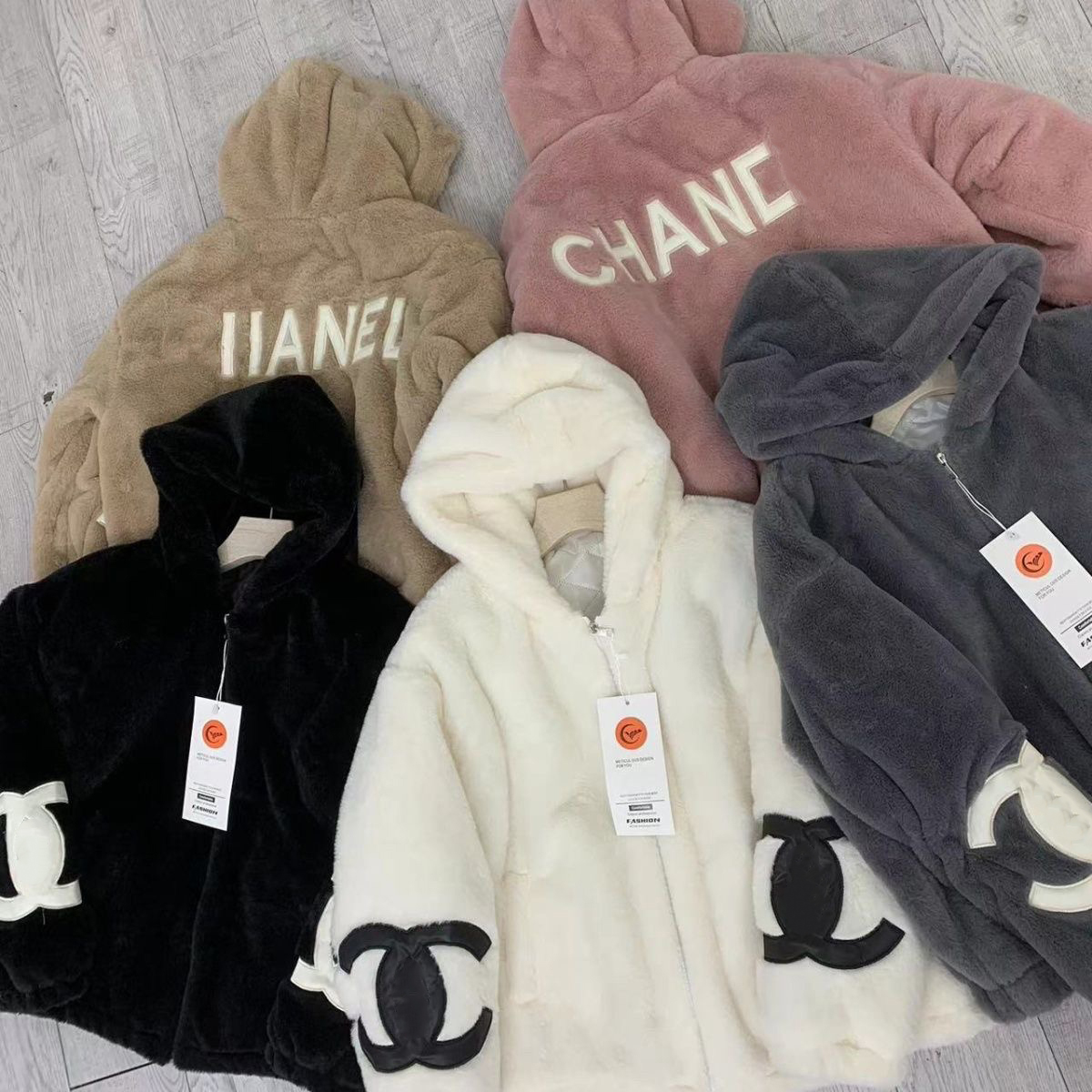 designer clothes women Women Fuzzy Hooded Plush Coat Zip Up Letter Print Fleece Jacket, Multi Colors, Warm Outerwear for Hip Hop Street Travel Vacat