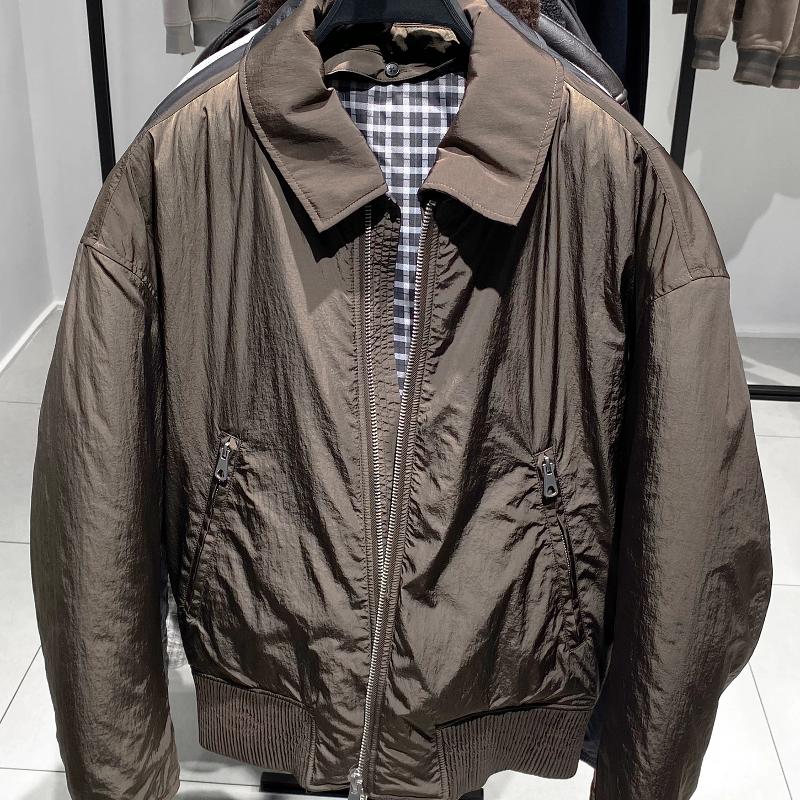 Designer Men's Winter Color Block Padded Cotton Jacket Short Zip Up Aviator Bomber Coat Thick Warm Casual Outerwear Loose Fit