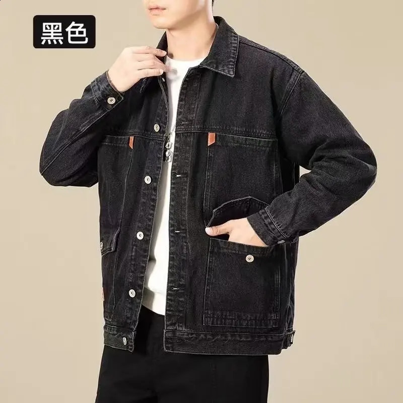 Men's Spring Autumn Denim Jacket Japanese Streetwear Loose Plus Multi Pocket Cargo Versatile Casual Male Outerwear 260929