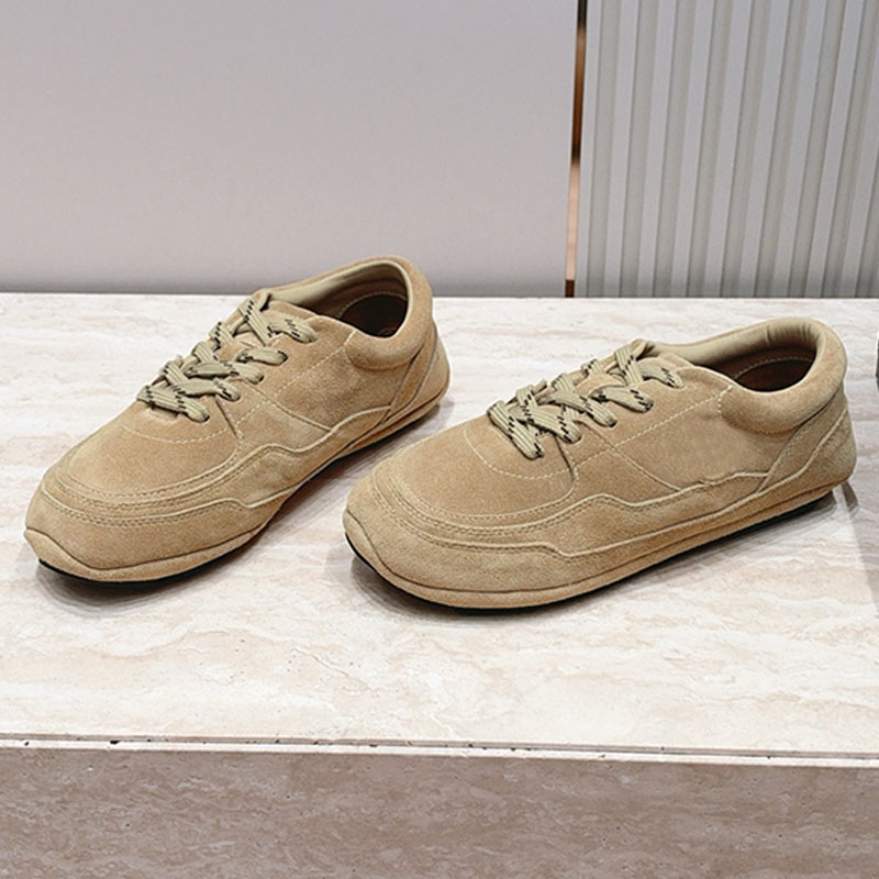 Women New Arrivals Dark Beige Sneakers Luxury Quality Soft comfortable Suede Calfskin flat Casual shoes Fashionably relaxed style Versatile sports s